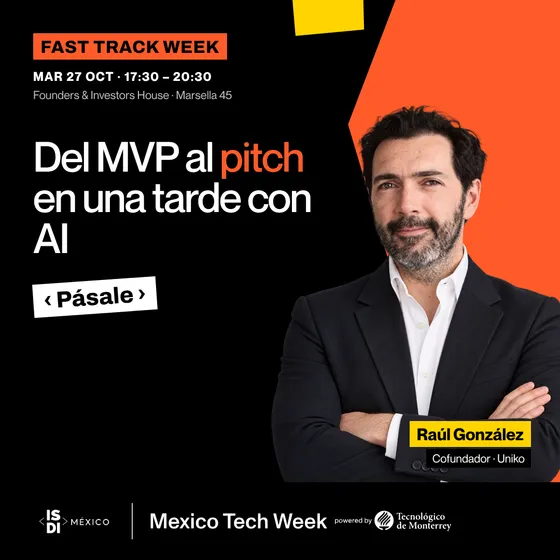 Portada del taller Del MVP al pitch en una tarde con AI con Raúl González, Cofundador · Uniko