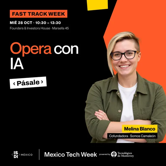 Portada del taller Opera con IA con Melina Blanco, Cofundadora · Somos Camaleón