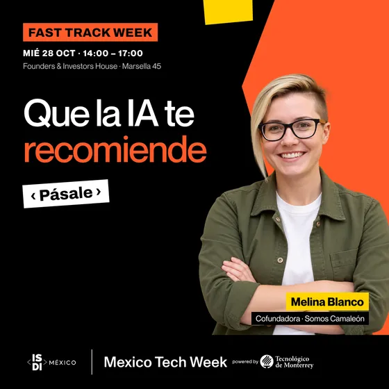 Portada del taller Que la IA te recomiende con Melina Blanco, Cofundadora · Somos Camaleón